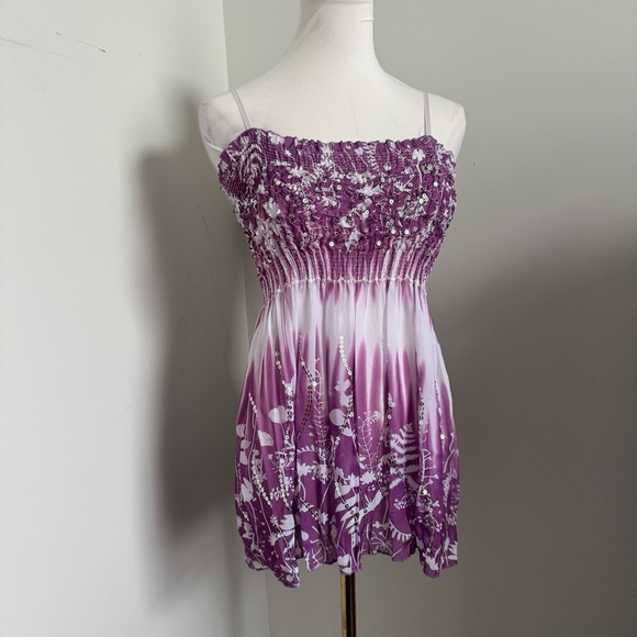 Vintage Floral Babydoll Dress Top Y2K Fairycore Coquette Boho Festival L/XL - Picture 3 of 6